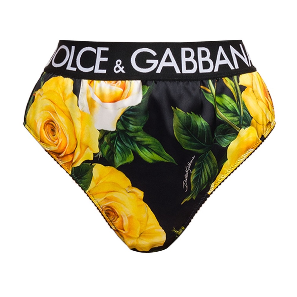 DOLCE & GABBANA Floral-Print Stretch Satin Briefs Size Small D&G $295